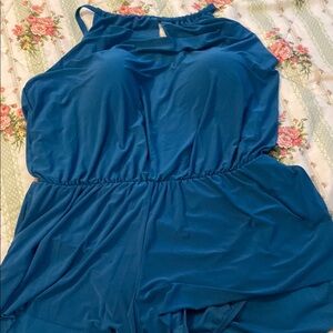 Aqua Green Blue One Piece Swimwear with Scoop Neckline